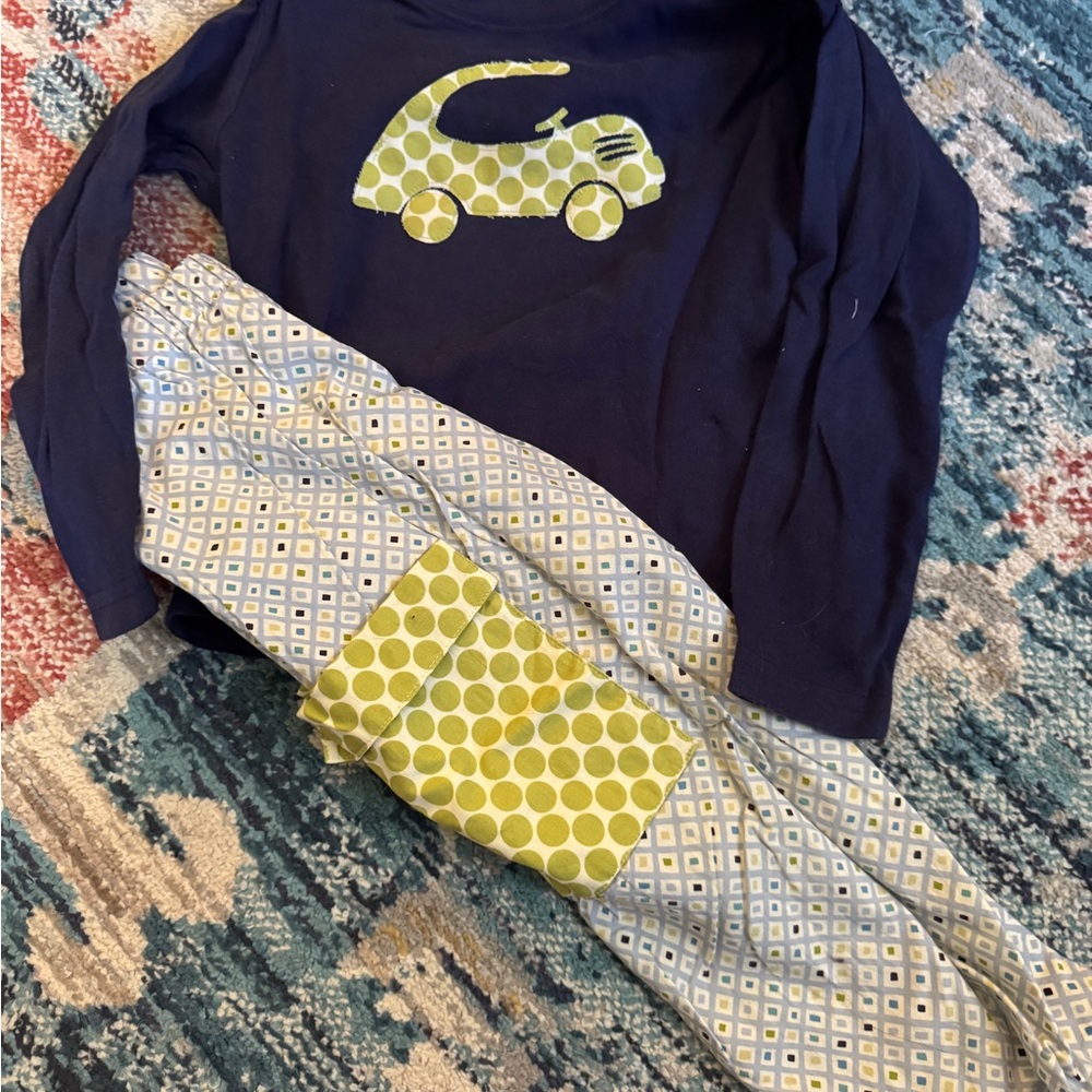 Hand Crafted Navy and Green Kids Matching Set